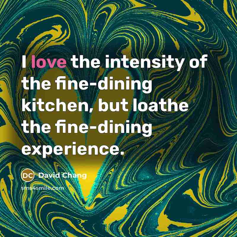 “I love the intensity of the fine-dining kitchen, but loathe…” quote by David Chang