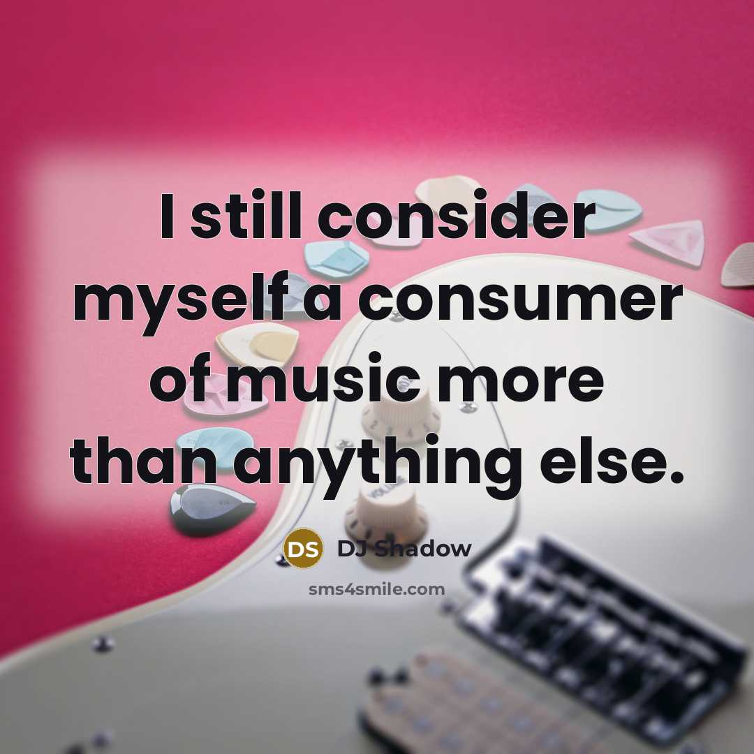 “I still consider myself a consumer of music more than…” quote by DJ Shadow