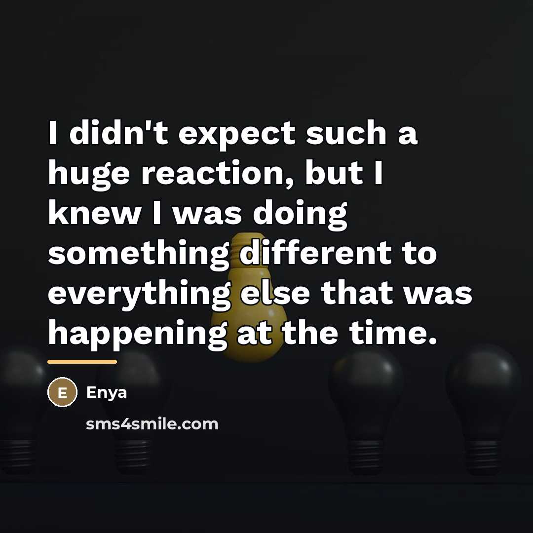 “I didn't expect such a huge reaction, but I knew…” quote by Enya