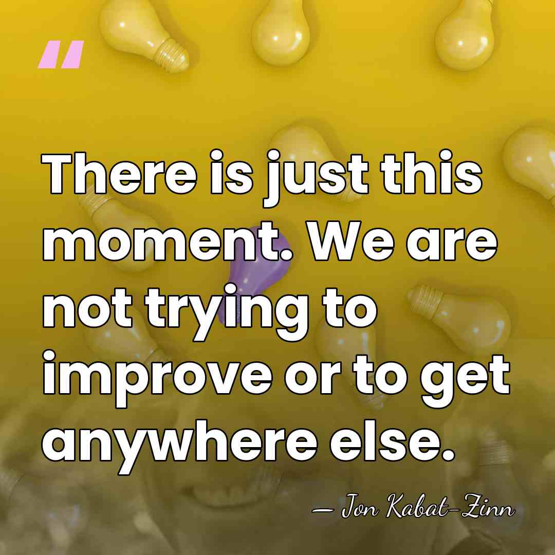 There is just this moment. We are not trying to improve or&hellip; - Jon Kabat-Zinn