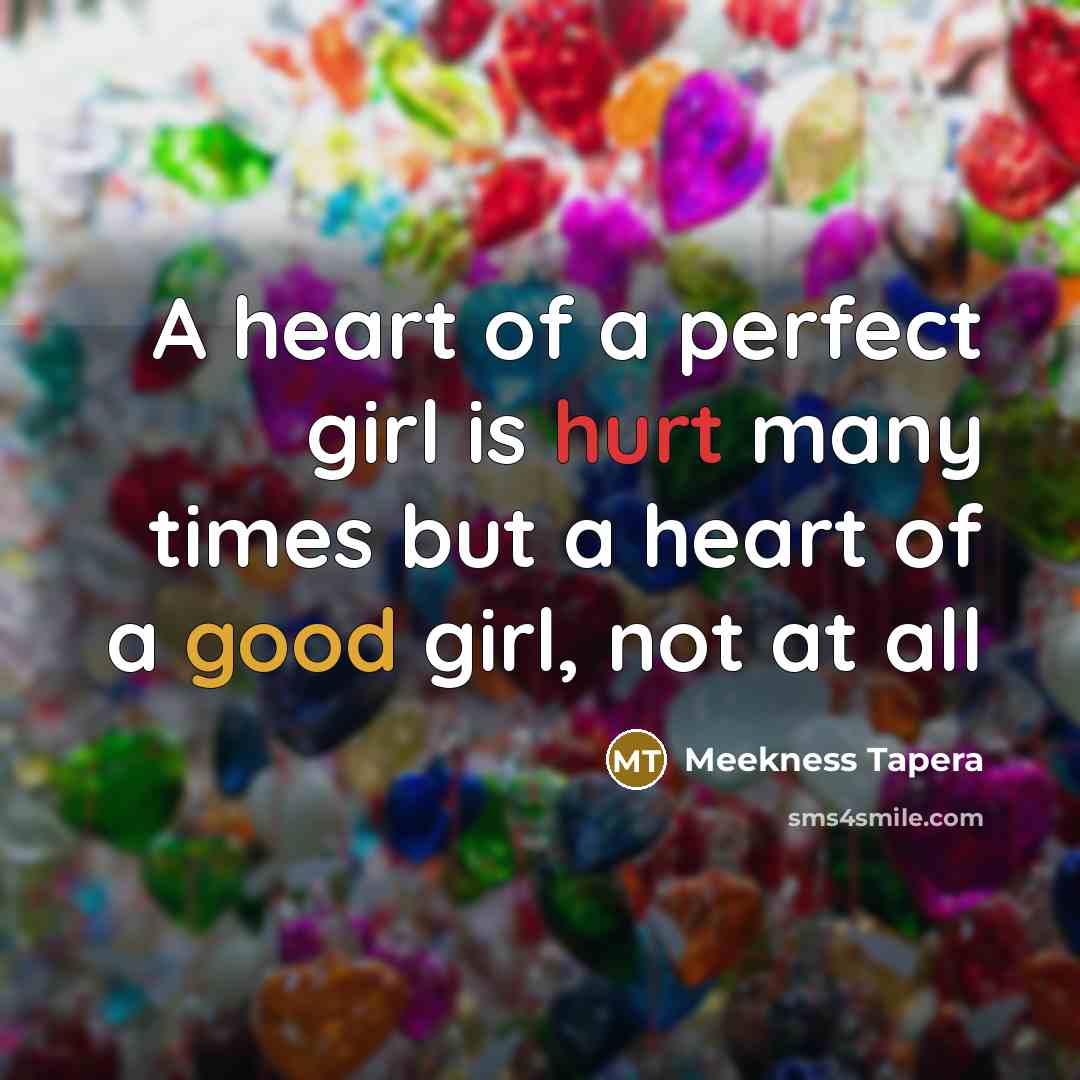“A heart of a perfect girl is hurt many times…” quote by Meekness Tapera