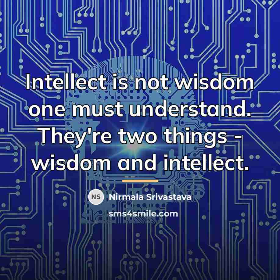 “Intellect is not wisdom one must understand. They're two things…” quote by Nirmala Srivastava