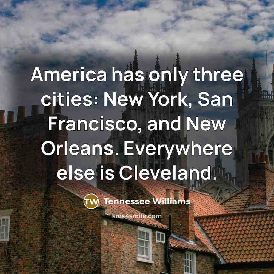 “America has only three cities: New York, San Francisco, and…” quote by Tennessee Williams