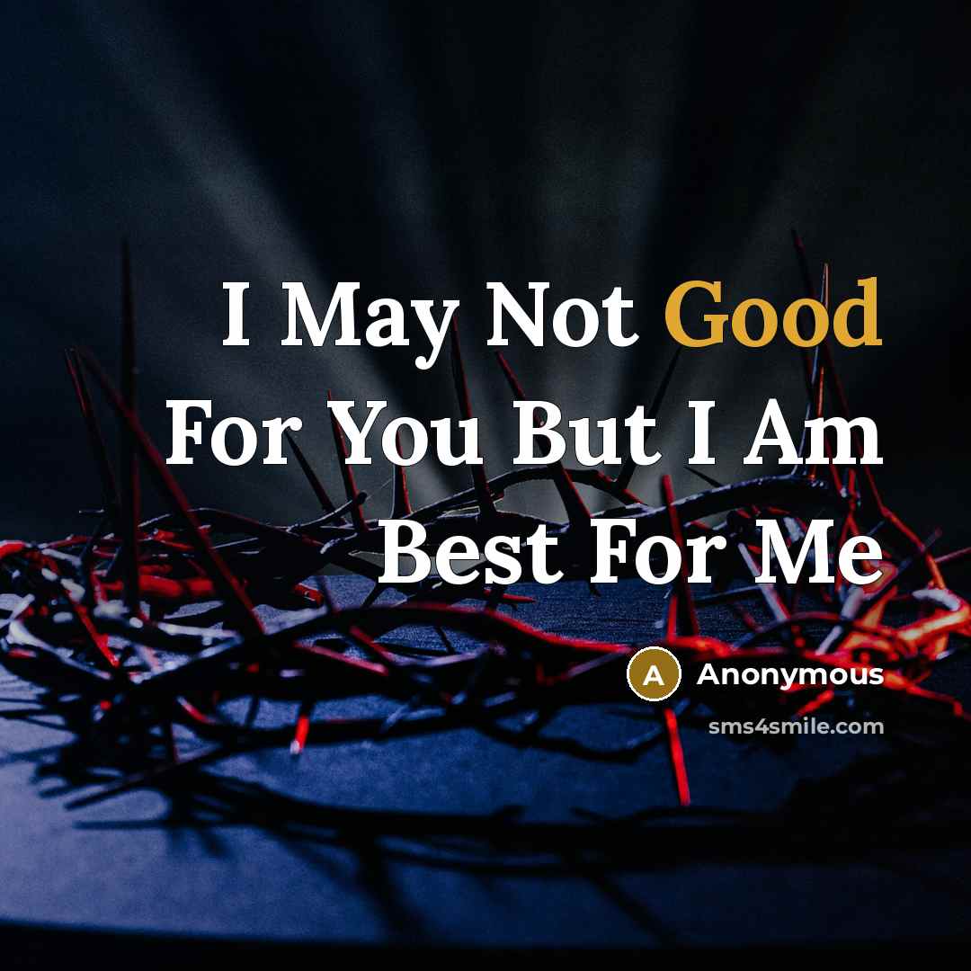 “I May Not Good For You But I Am Best For Me” quote by Anonymous