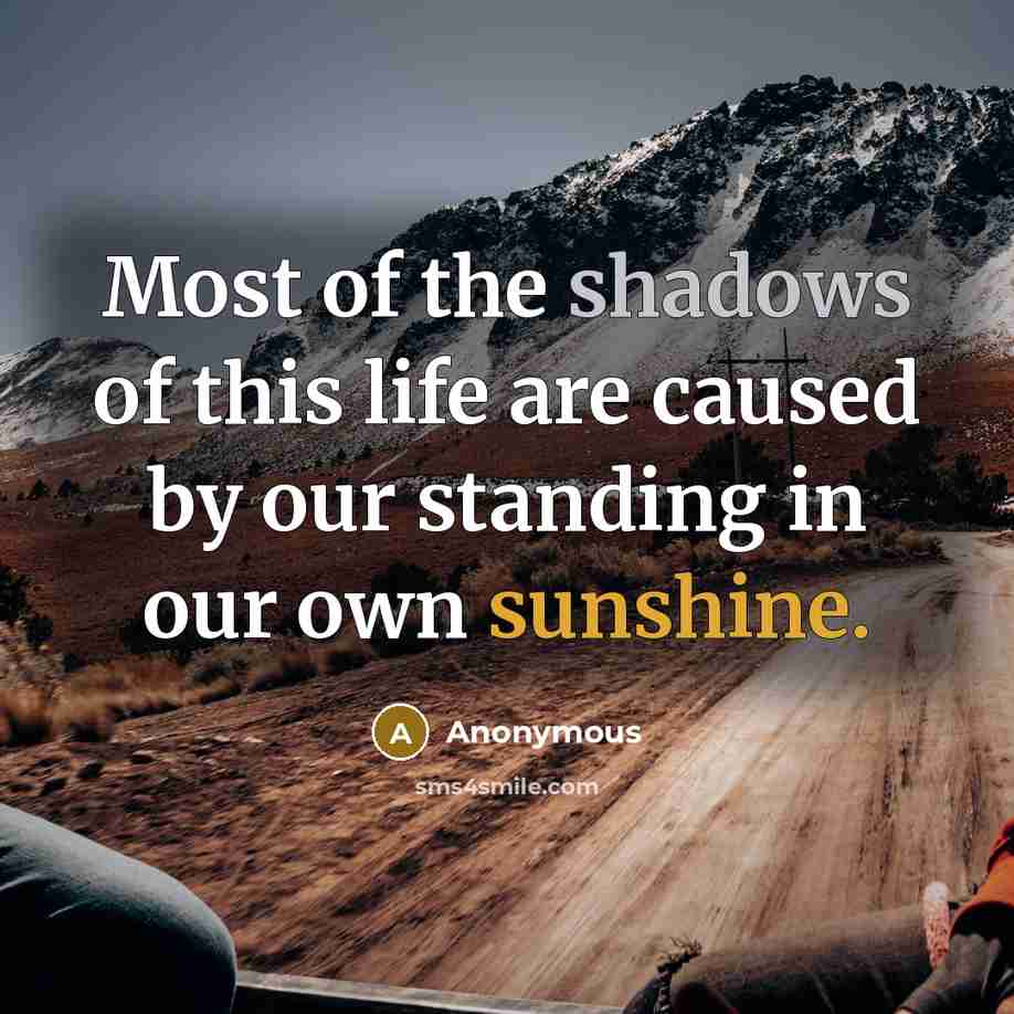 “Most of the shadows of this life are caused by…” quote by Anonymous