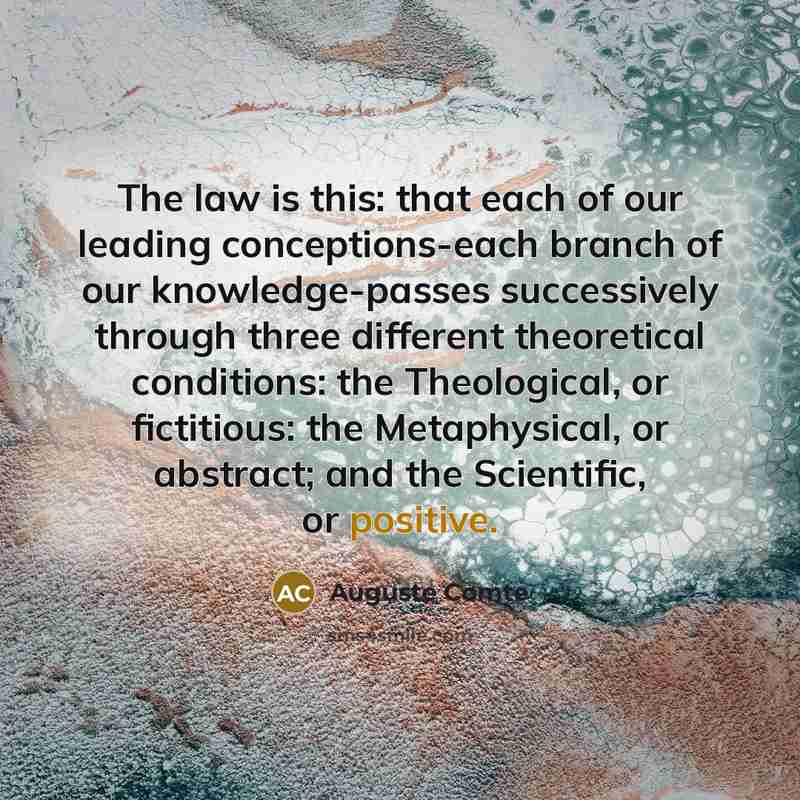 “The law is this: that each of our leading conceptions-each…” quote by Auguste Comte