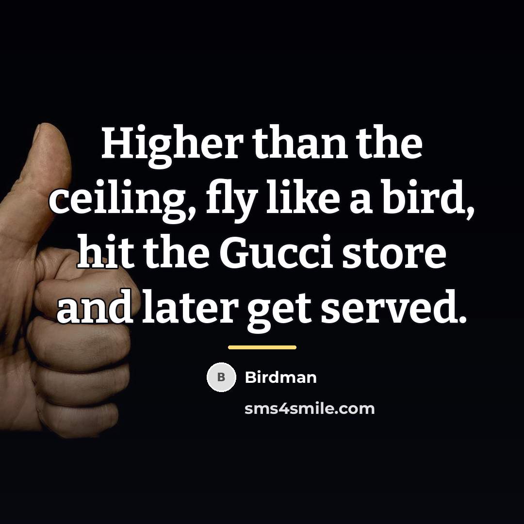 “Higher than the ceiling, fly like a bird, hit the…” quote by Birdman