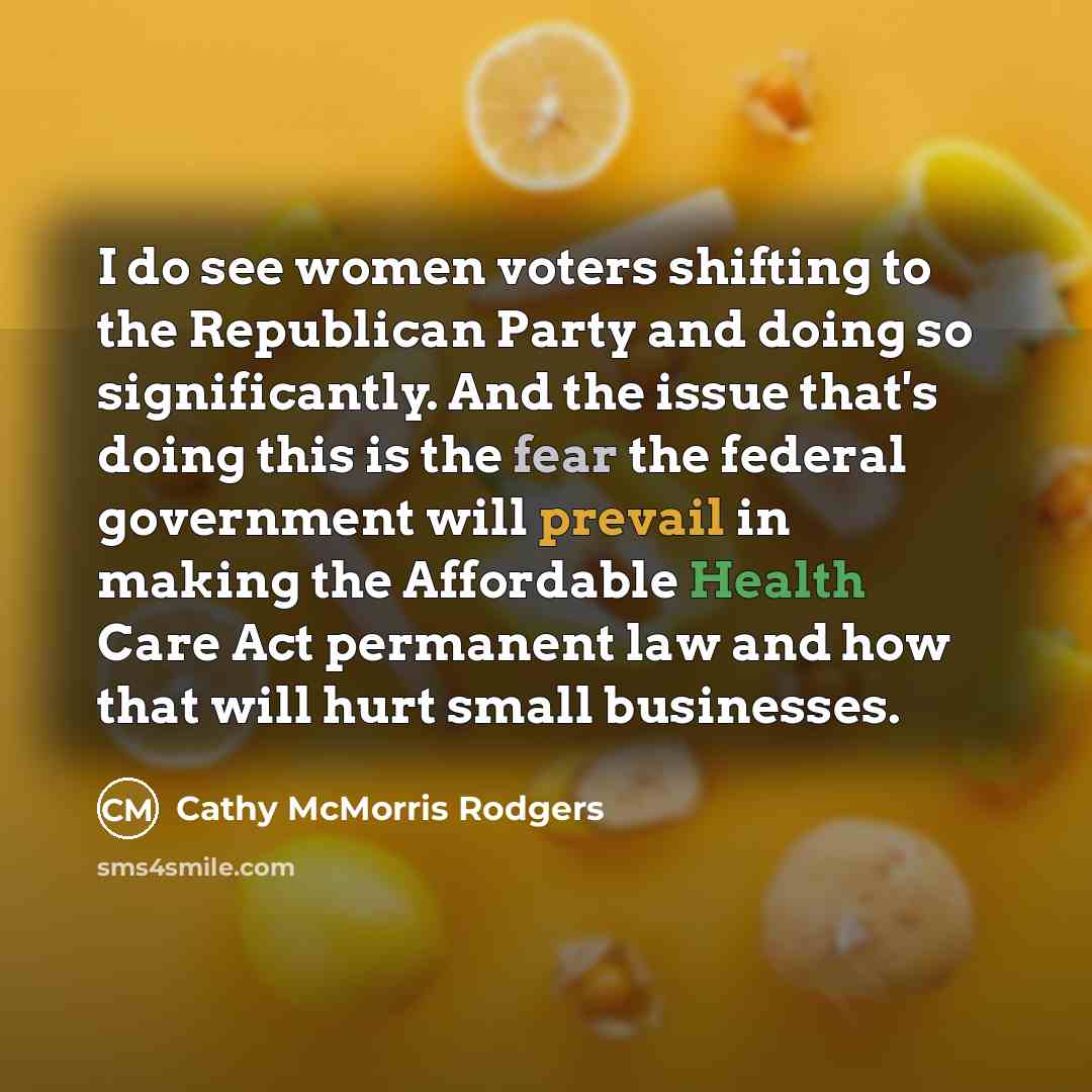 “I do see women voters shifting to the Republican Party…” quote by Cathy McMorris Rodgers