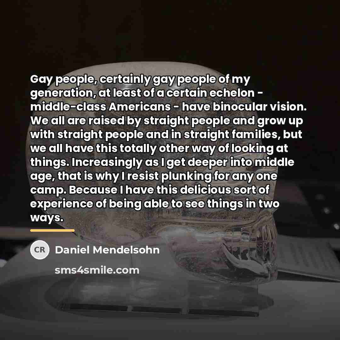 “Gay people, certainly gay people of my generation, at least…” quote by Daniel Mendelsohn