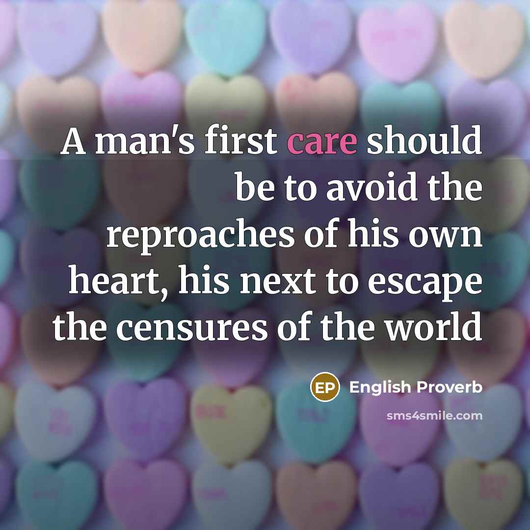 “A man's first care should be to avoid the reproaches…” quote by English Proverb