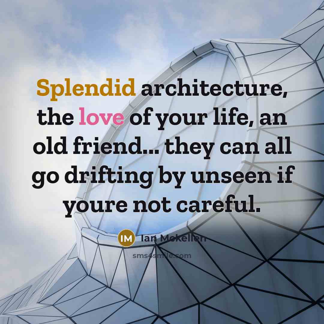“Splendid architecture, the love of your life, an old friend...…” quote by Ian Mckellen