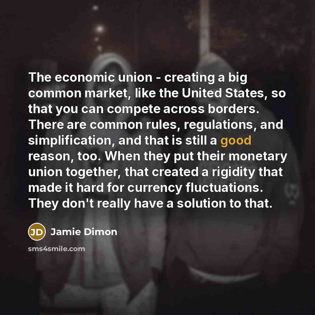 “The economic union - creating a big common market, like…” quote by Jamie Dimon