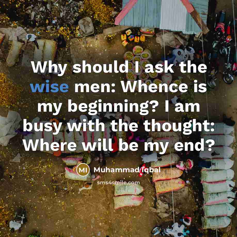 “Why should I ask the wise men: Whence is my…” quote by Muhammad Iqbal