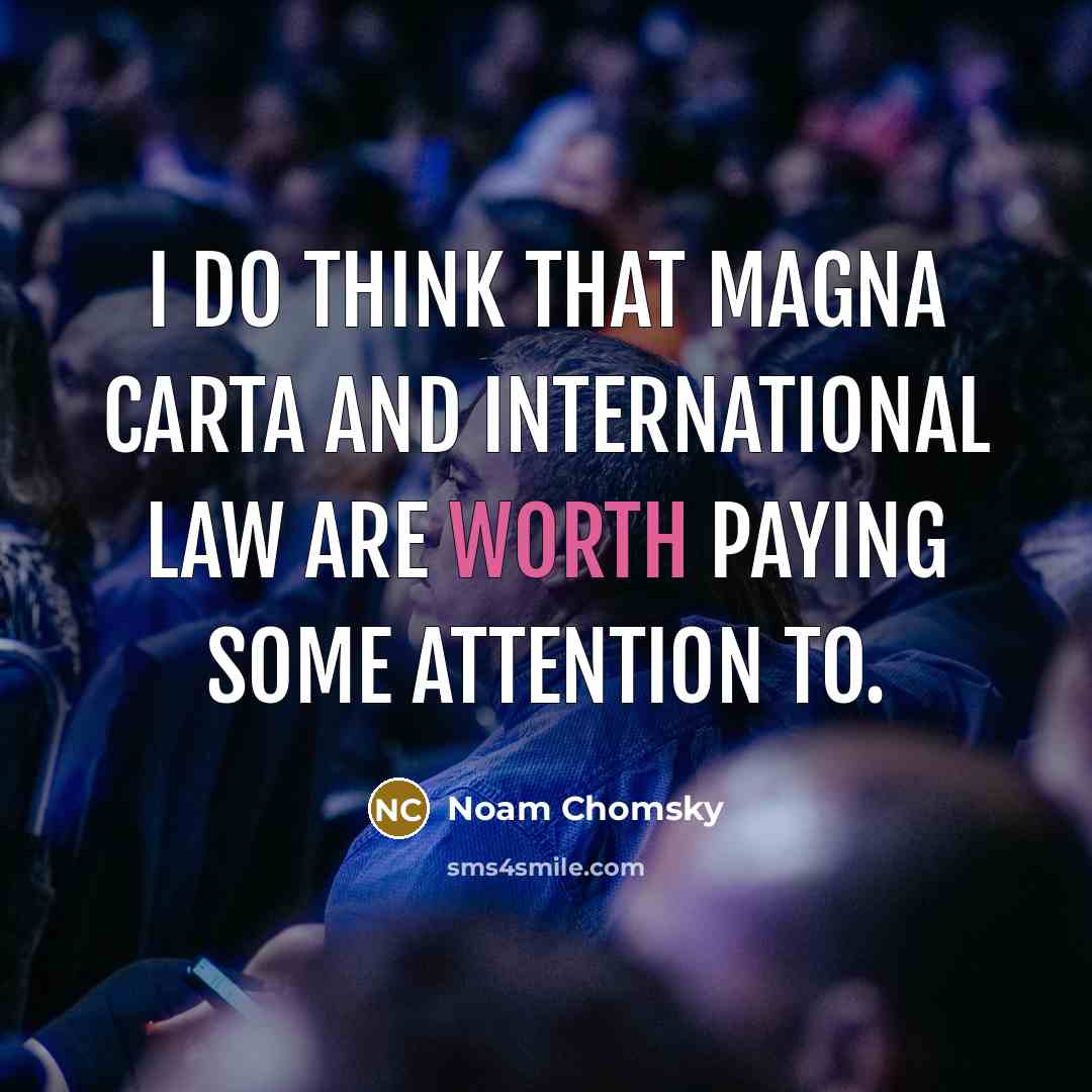 “I do think that Magna Carta and international law are…” quote by Noam Chomsky