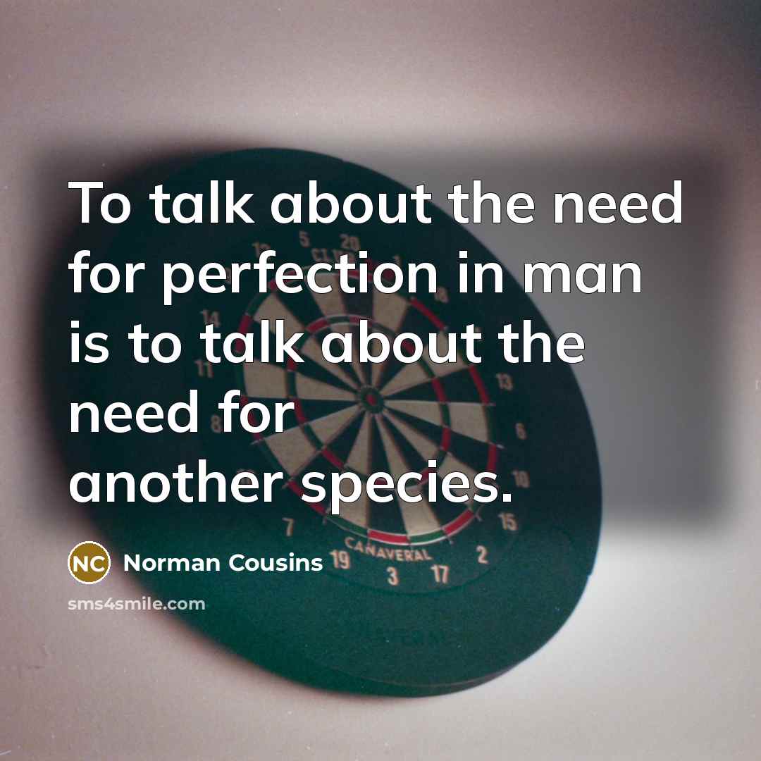 “To talk about the need for perfection in man is…” quote by Norman Cousins