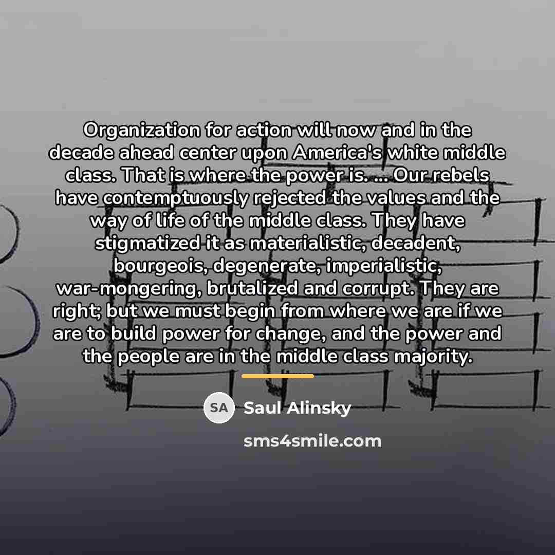 “Organization for action will now and in the decade ahead…” quote by Saul Alinsky
