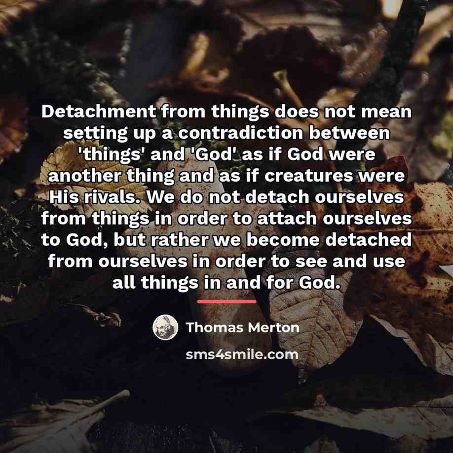 “Detachment from things does not mean setting up a contradiction…” quote by Thomas Merton