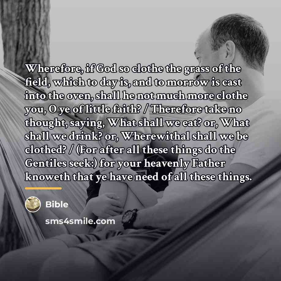 “Wherefore, if God so clothe the grass of the field,…” quote by Bible