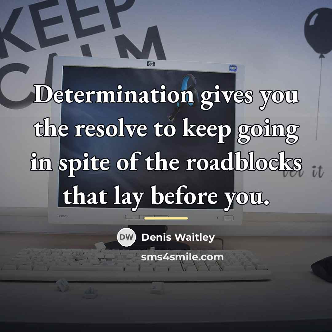 “Determination gives you the resolve to keep going in spite…” quote by Denis Waitley