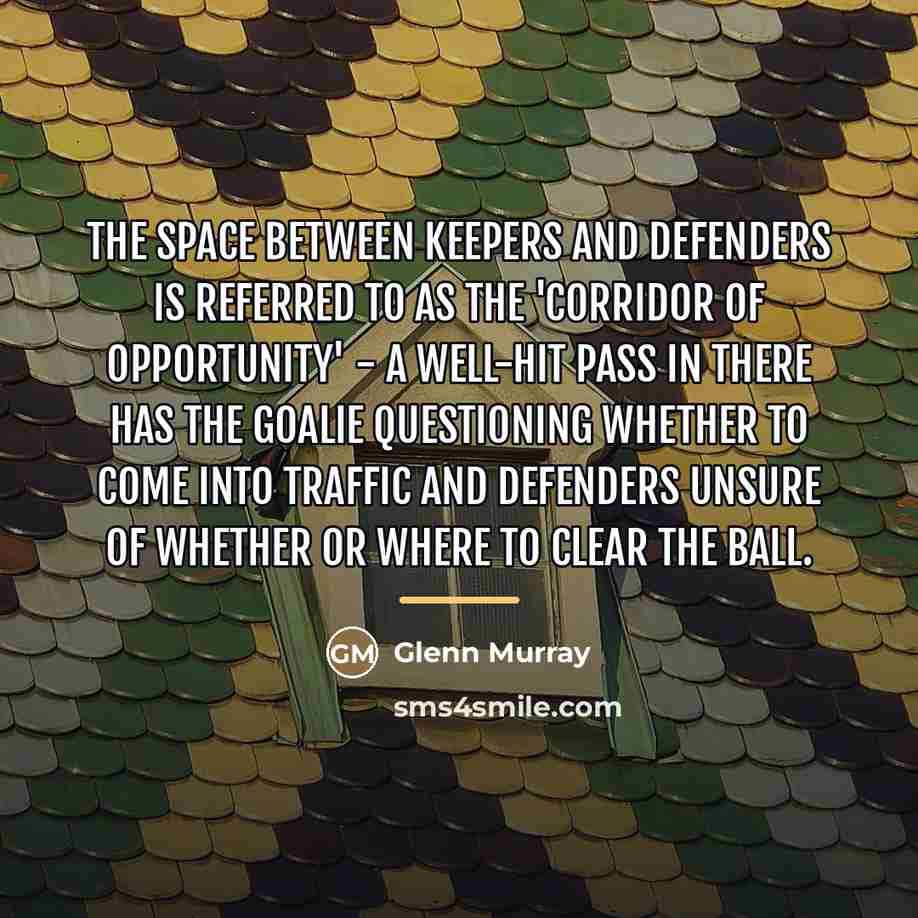 “The space between keepers and defenders is referred to as…” quote by Glenn Murray