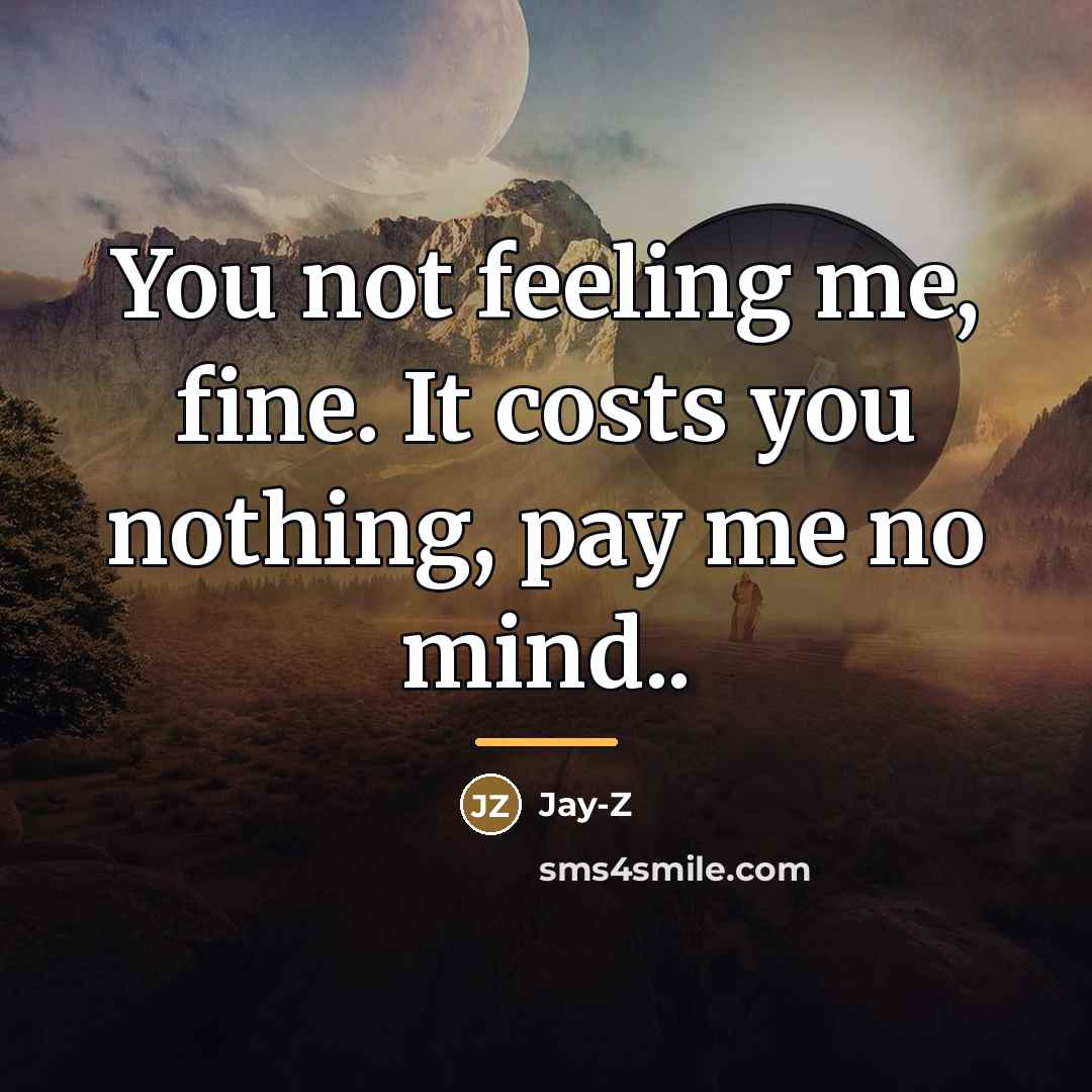 “You not feeling me, fine. It costs you nothing, pay…” quote by Jay-Z