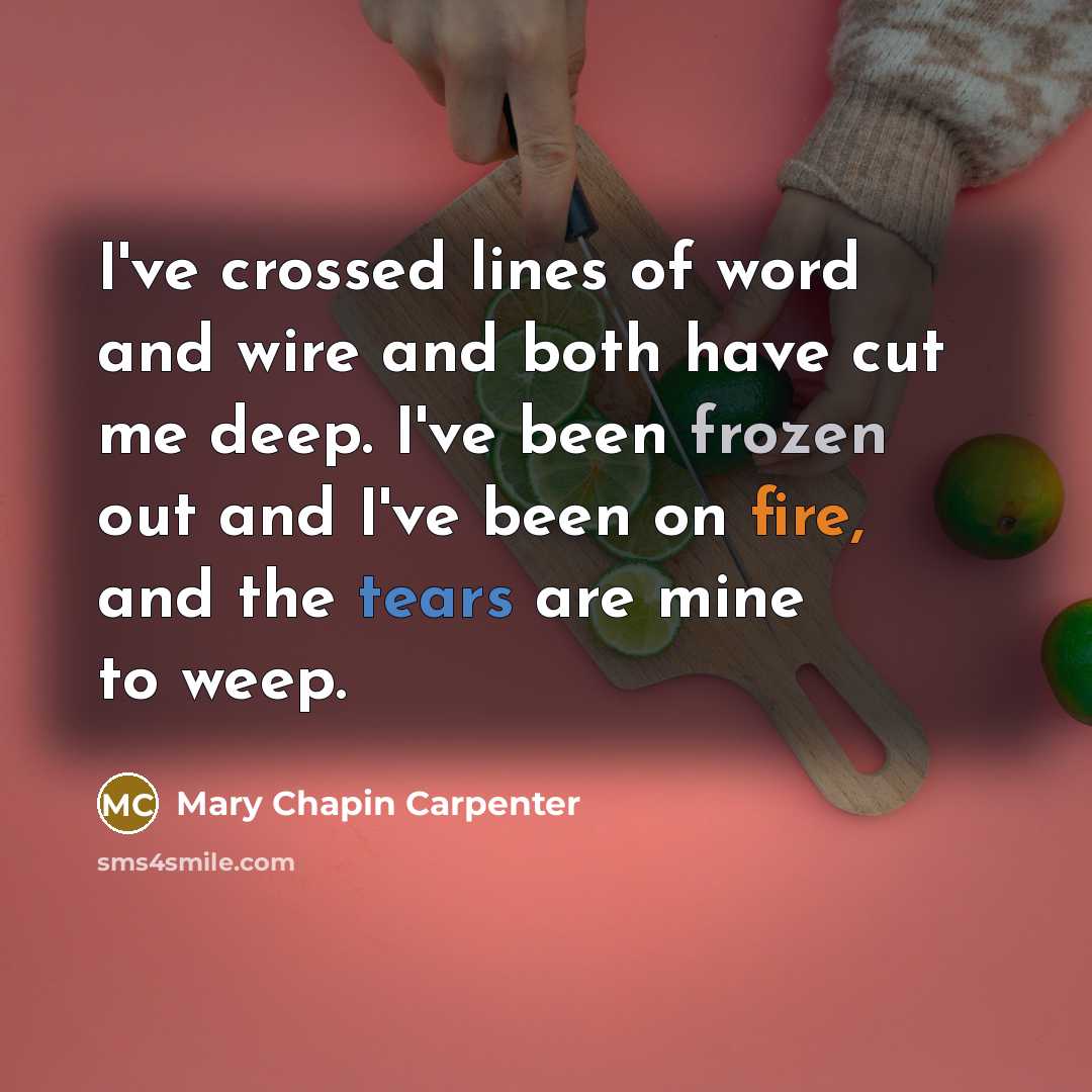 “I've crossed lines of word and wire and both have…” quote by Mary Chapin Carpenter