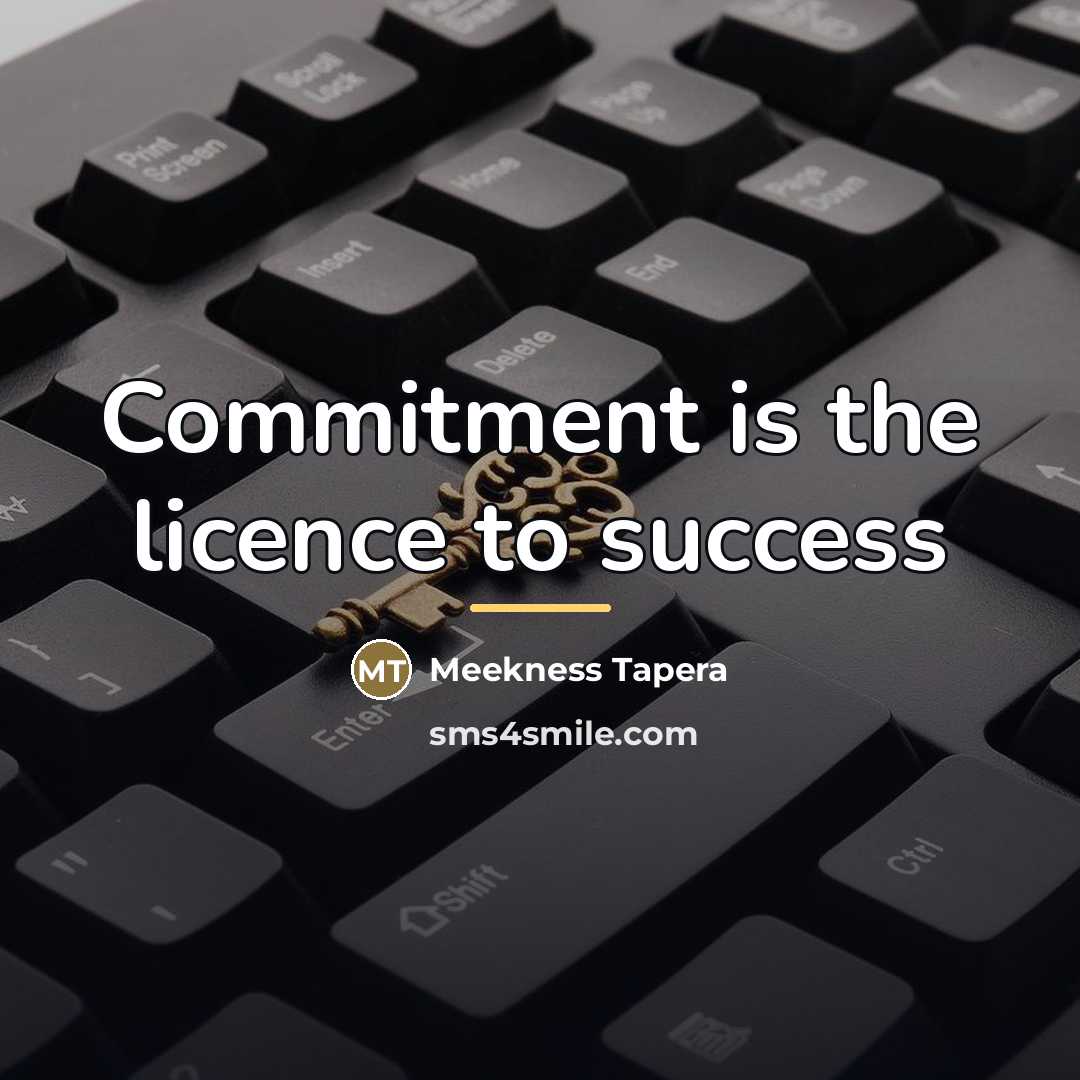 “Commitment is the licence to success…” quote by Meekness Tapera