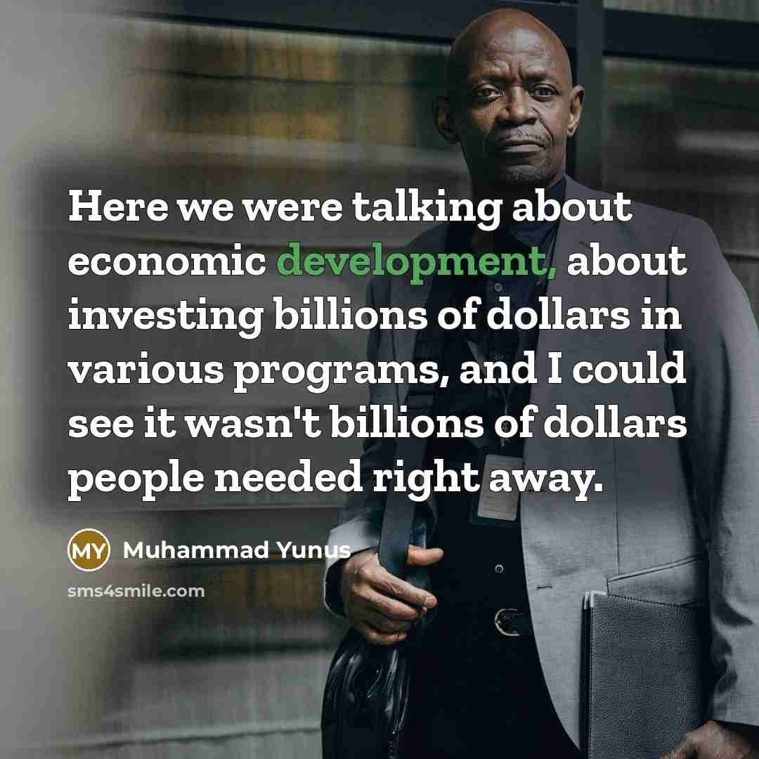 “Here we were talking about economic development, about investing billions…” quote by Muhammad Yunus