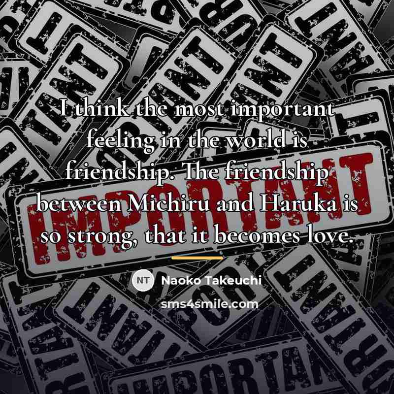 “I think the most important feeling in the world is…” quote by Naoko Takeuchi