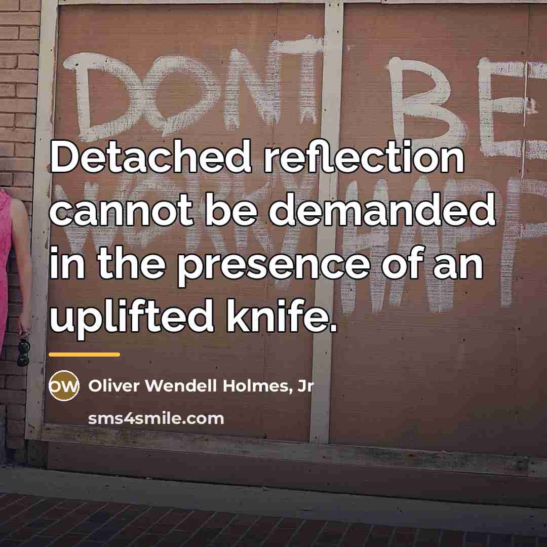 “Detached reflection cannot be demanded in the presence of an…” quote by Oliver Wendell Holmes, Jr