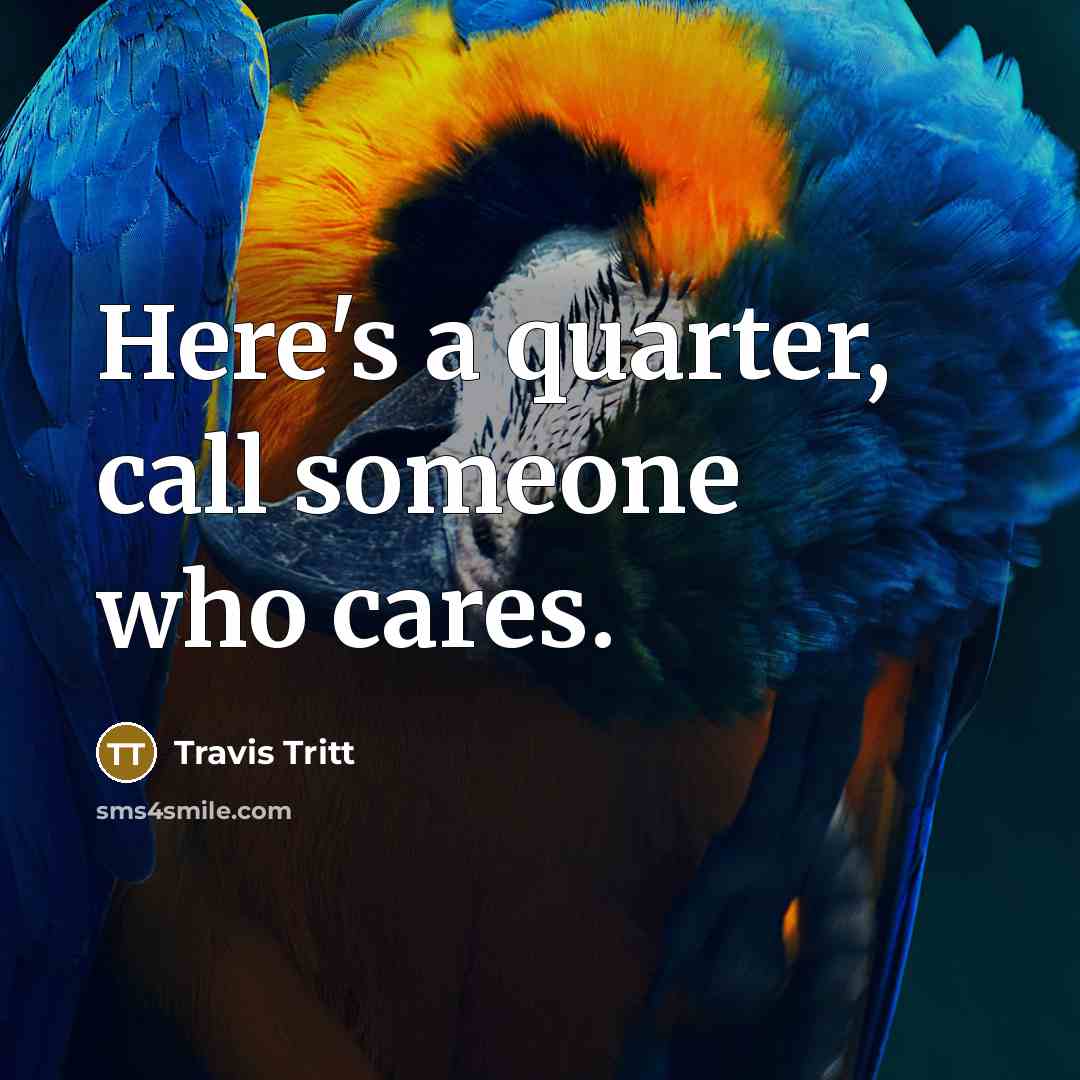 “Here's a quarter, call someone who cares.…” quote by Travis Tritt