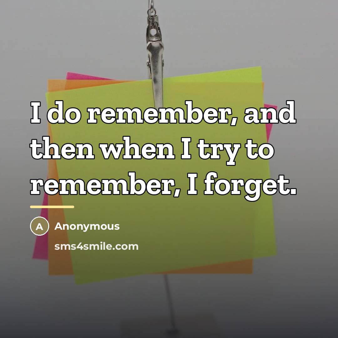 “I do remember, and then when I try to remember,…” quote by Anonymous