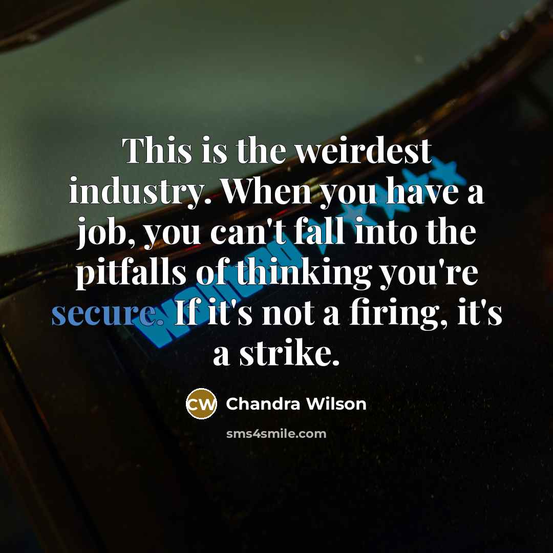 “This is the weirdest industry. When you have a job,…” quote by Chandra Wilson