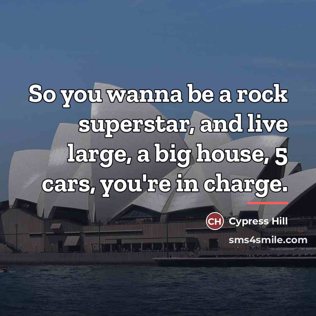 “So you wanna be a rock superstar, and live large,…” quote by Cypress Hill
