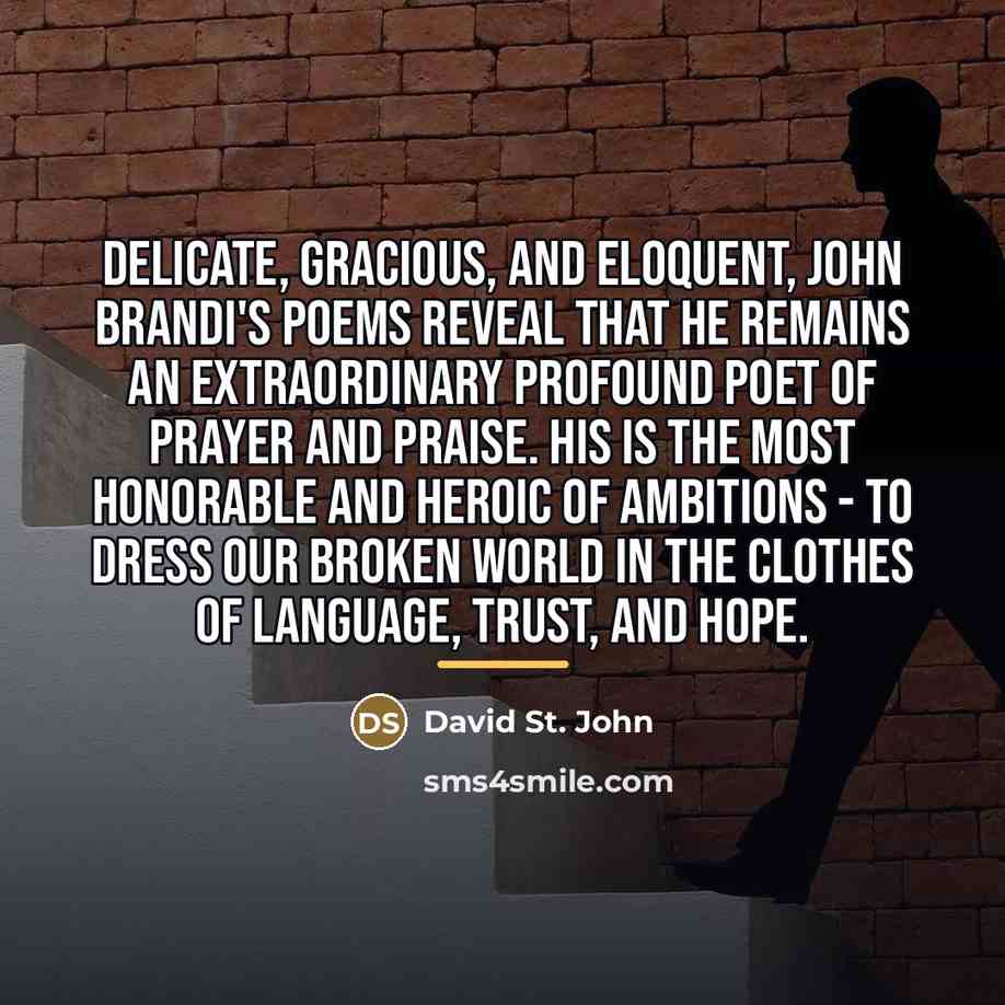 “Delicate, gracious, and eloquent, John Brandi's poems reveal that he…” quote by David St. John
