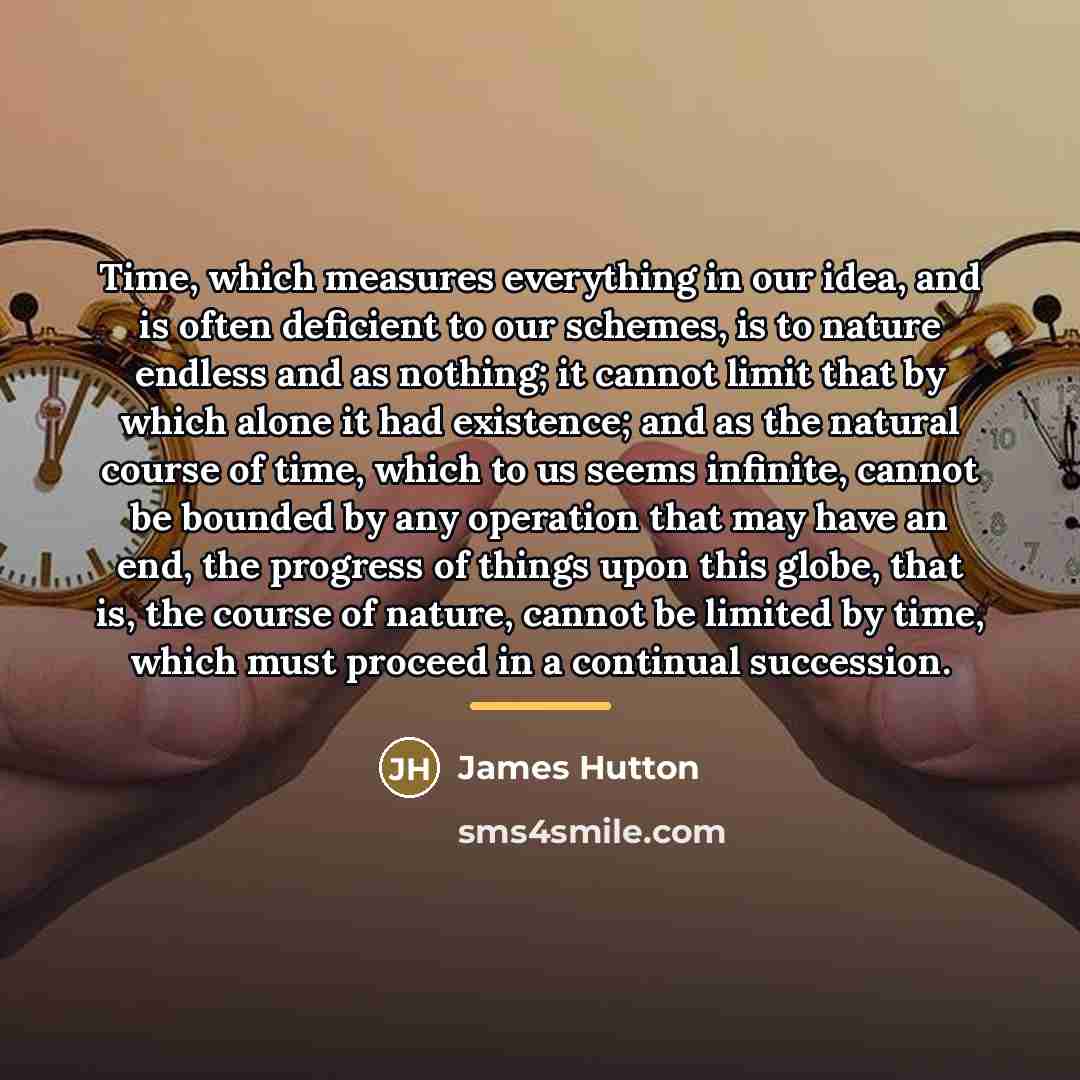 “Time, which measures everything in our idea, and is often…” quote by James Hutton