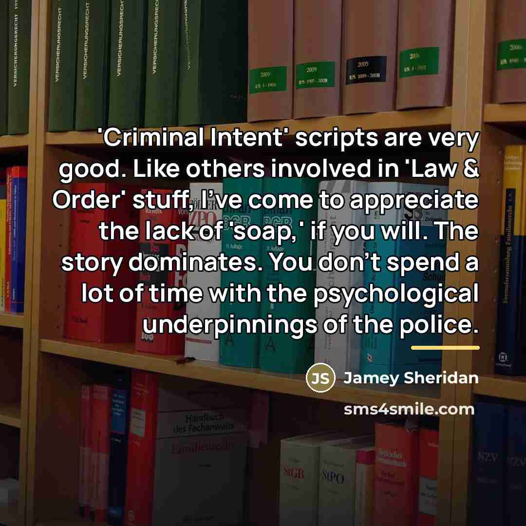“'Criminal Intent' scripts are very good. Like others involved in…” quote by Jamey Sheridan