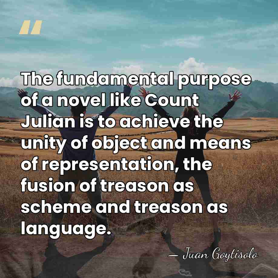 The fundamental purpose of a novel like Count Julian is to achieve&hellip; - Juan Goytisolo