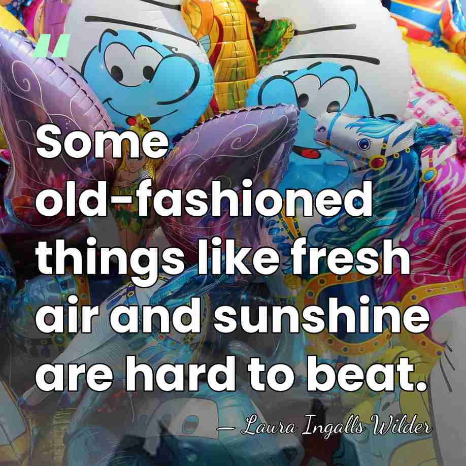 Some old-fashioned things like fresh air and sunshine are hard to beat. - Laura Ingalls Wilder