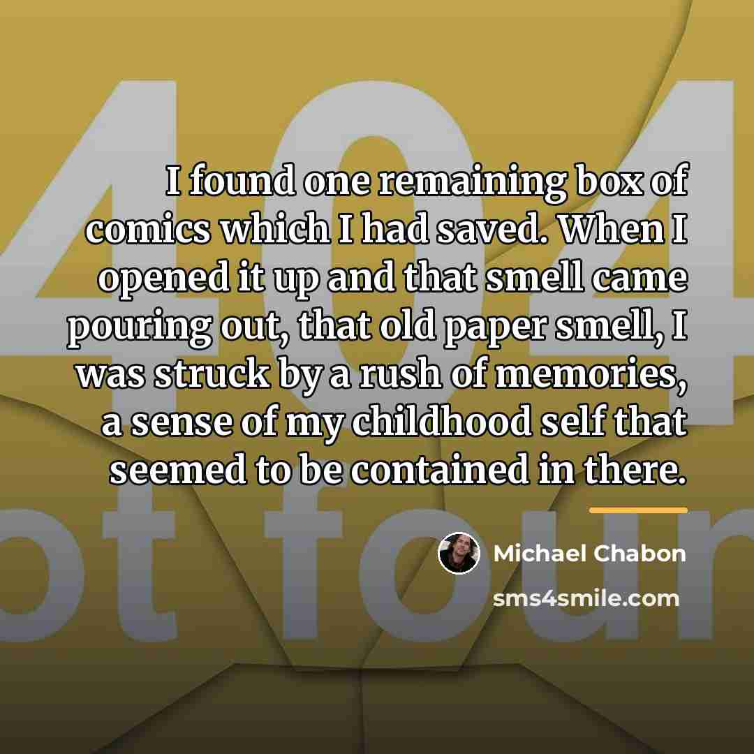 “I found one remaining box of comics which I had…” quote by Michael Chabon