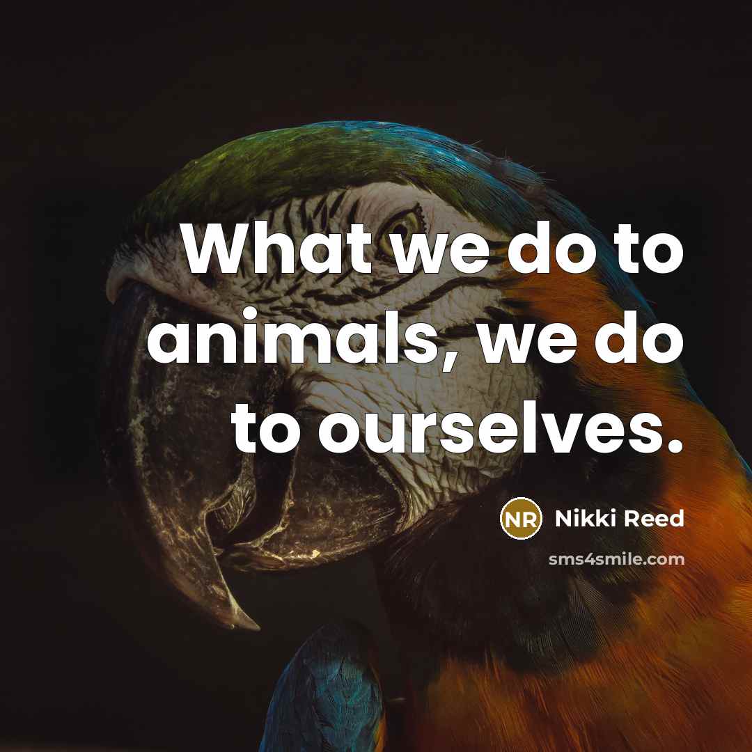 “What we do to animals, we do to ourselves.…” quote by Nikki Reed