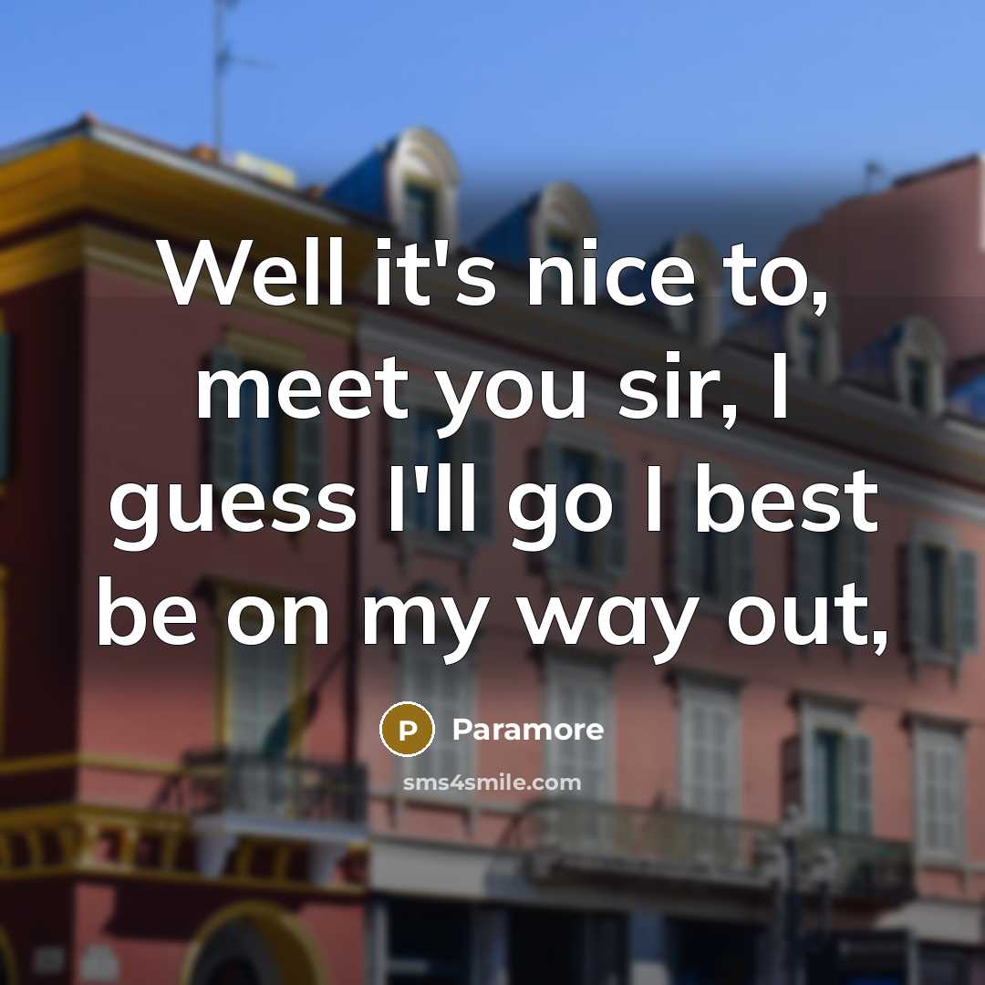 “Well it's nice to, meet you sir, I guess I'll…” quote by Paramore