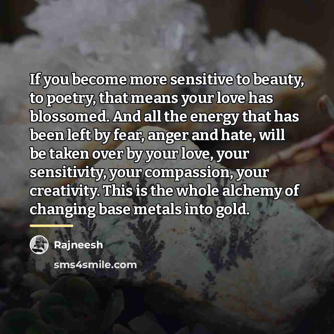 “If you become more sensitive to beauty, to poetry, that…” quote by Rajneesh