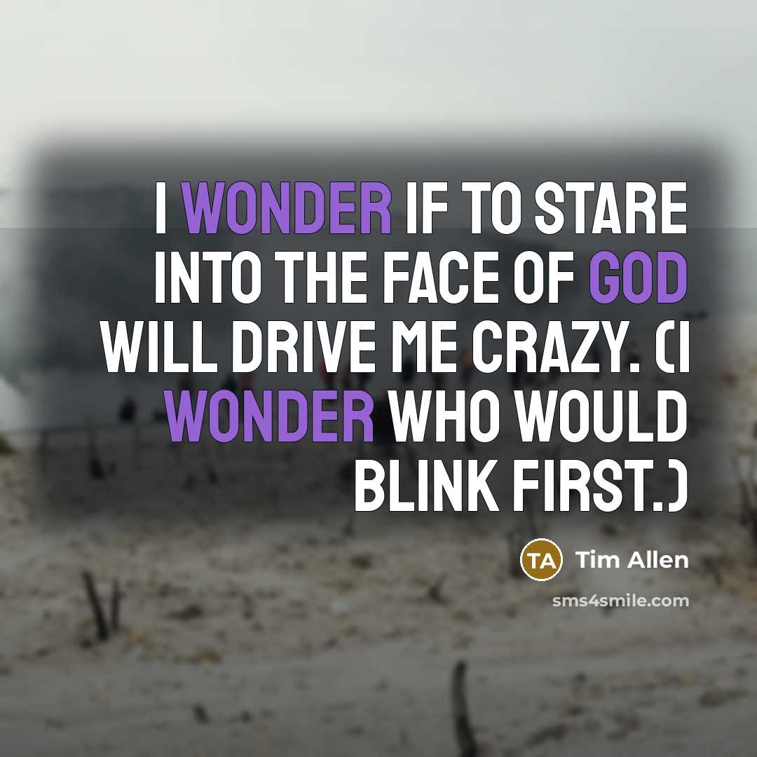 “I wonder if to stare into the face of God…” quote by Tim Allen