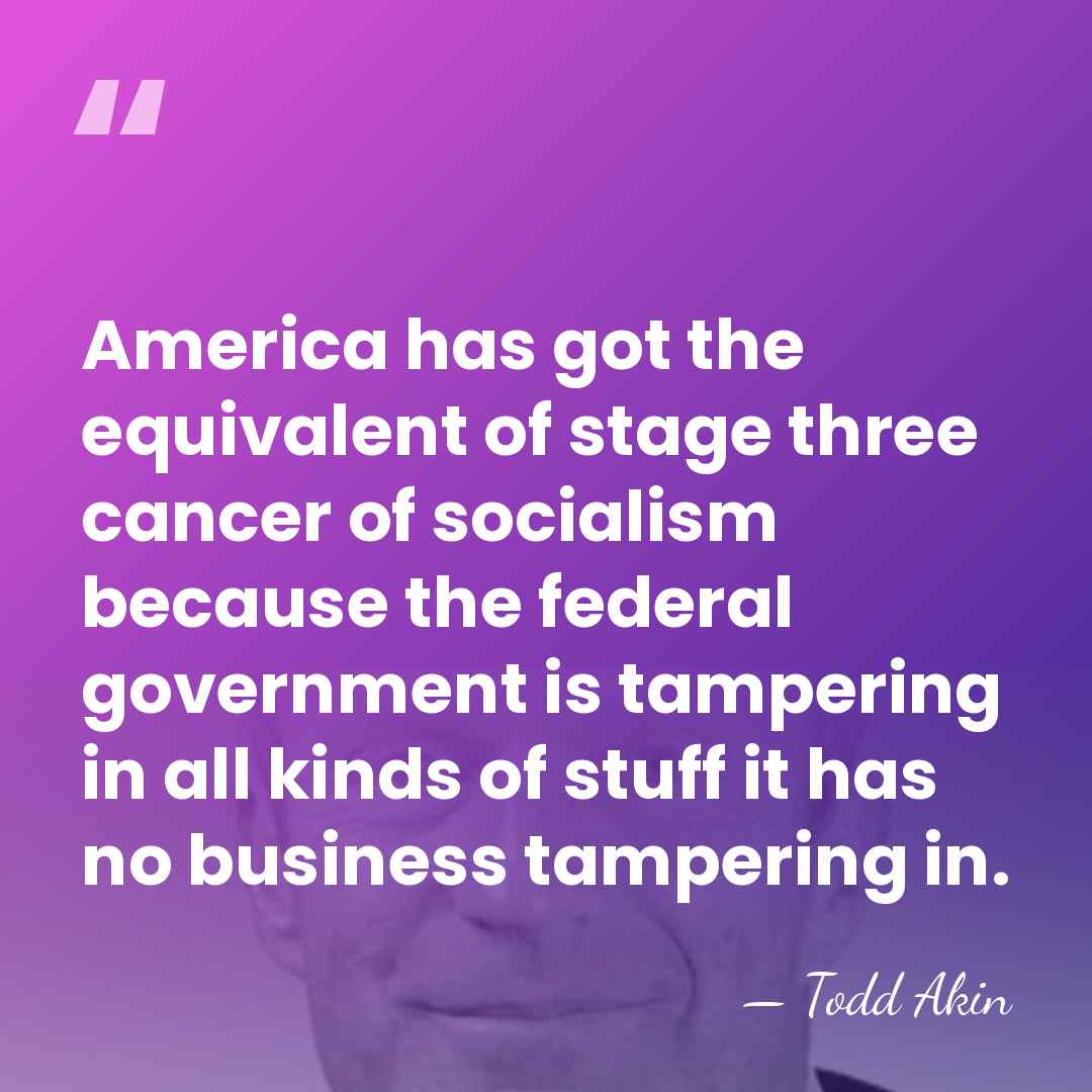 America has got the equivalent of stage three cancer of socialism because&hellip; - Todd Akin