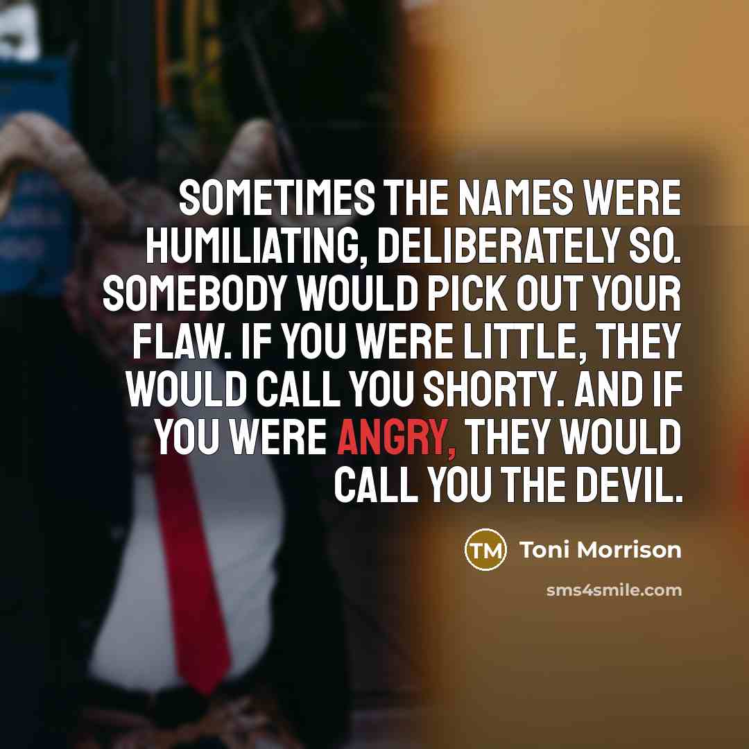 “Sometimes the names were humiliating, deliberately so. Somebody would pick…” quote by Toni Morrison