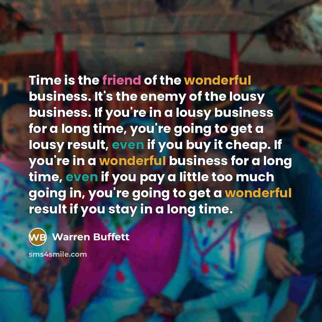 “Time is the friend of the wonderful business. It's the…” quote by Warren Buffett