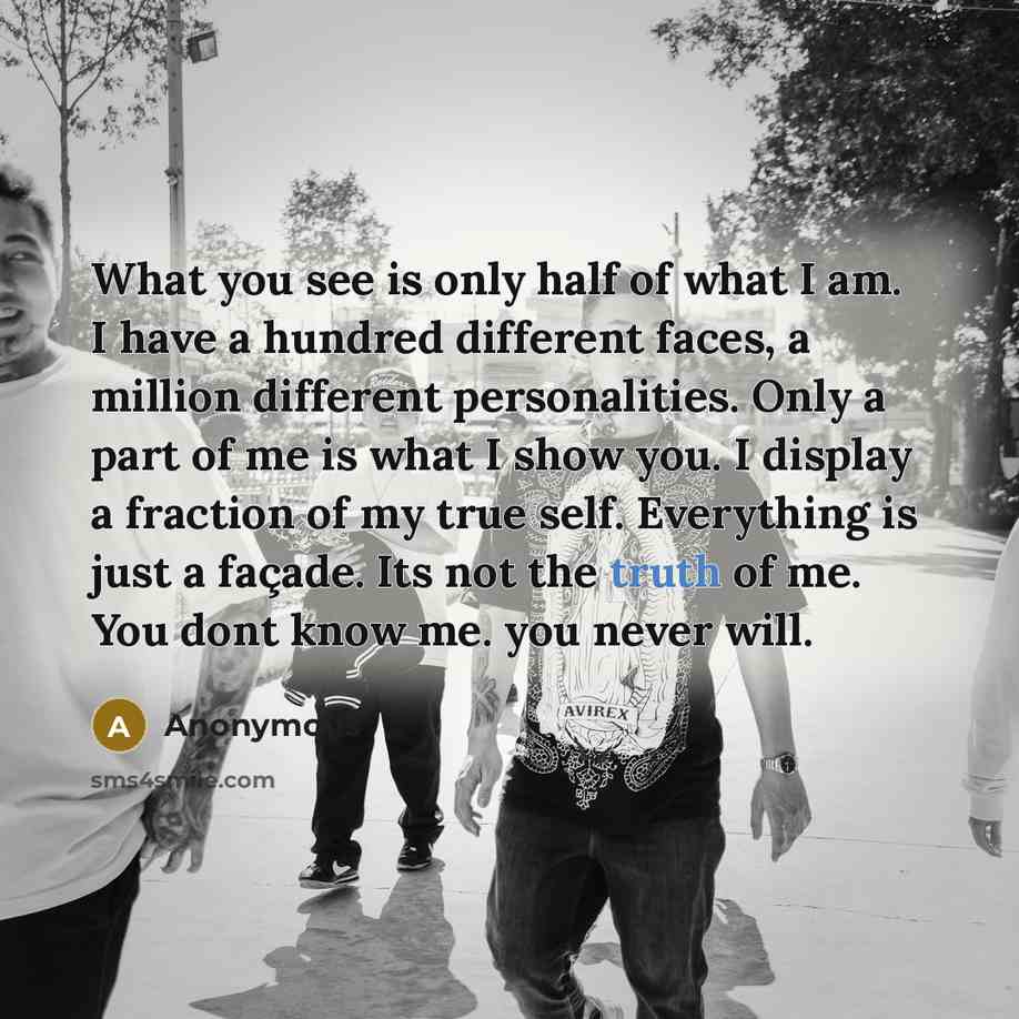 “What you see is only half of what I am.…” quote by Anonymous