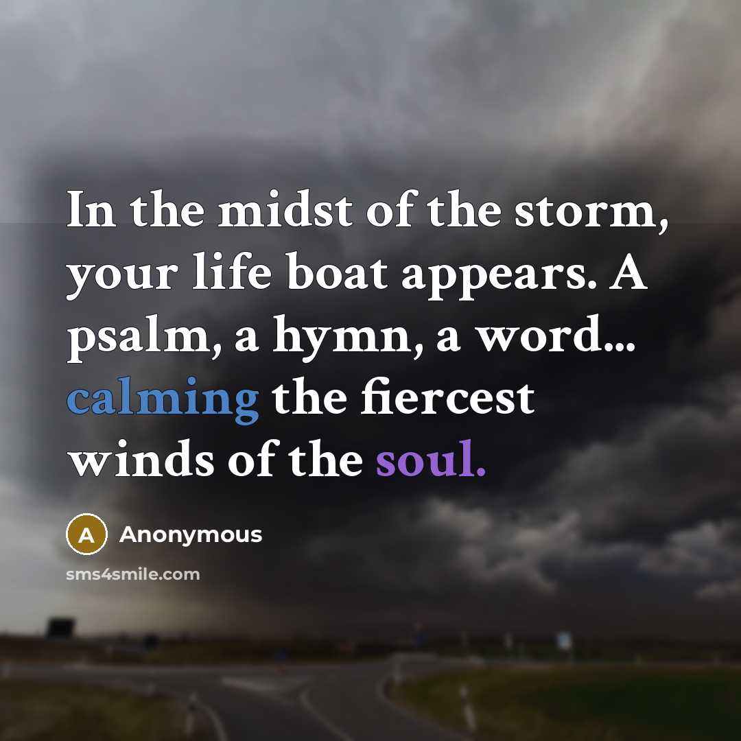 “In the midst of the storm, your life boat appears.…” quote by Anonymous