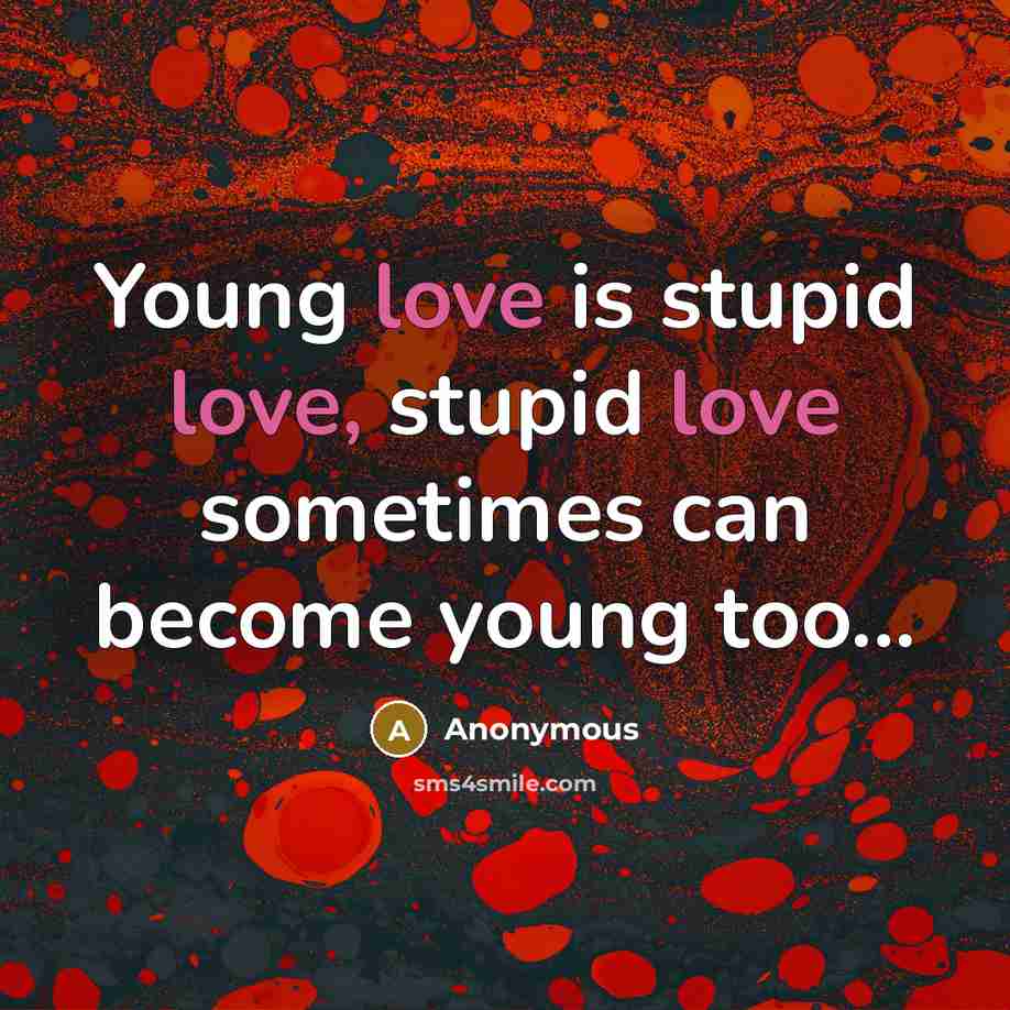 “Young love is stupid love, stupid love sometimes can become…” quote by Anonymous